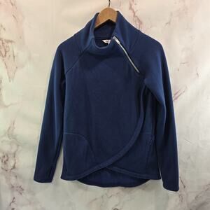 Athleta Sweatshirt Womens XXS Blue Cozy Karma Assymetric Pullover Zip Mock